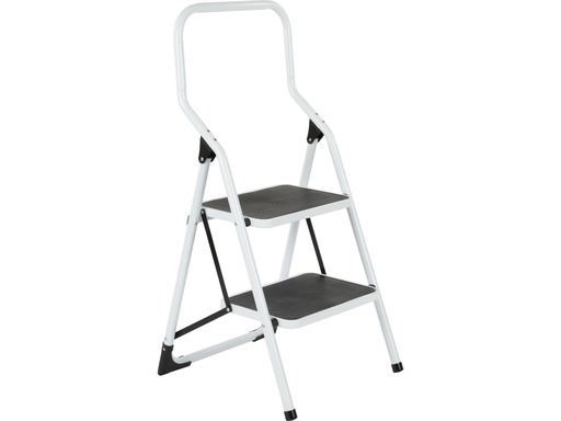[L212H] Big Step Trapladder 2 Treden Hoge Beugel Wit