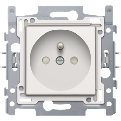 [NI-101-66600] NIKO Stopcontact met penaarde, inbouwdiepte 28,5 mm, white 101-66600
