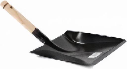 [89478] STOFBLIK ZWART METAAL MET HOUTEN STEEL