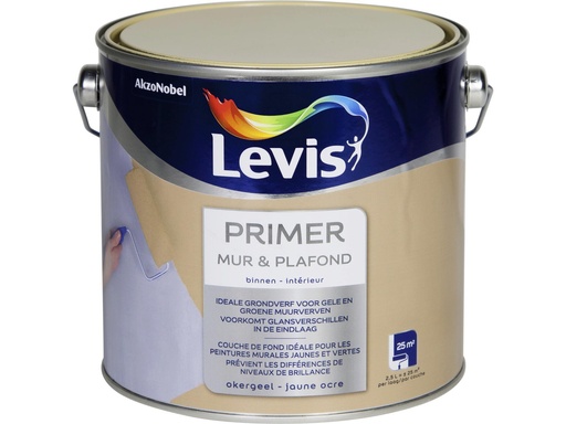 Levis Primer Muur & Plafond 2,5l Okergeel