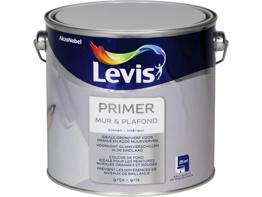 Levis Primer Muur & Plafond 2,5l Grijs