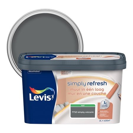 [LV5687496] Levis Simply Refresh muurverf 1 laag mat 2l simply volcanic