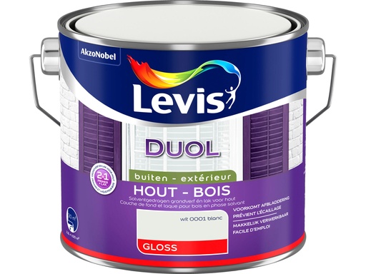 Levis Duol Lak & Primer 2 in 1 Hoogglans Wit 2,5 liter