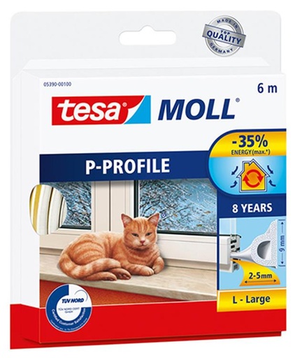 [1001364] TESA TOCHTSTRIP RUBBER P WIT 6MX9MM