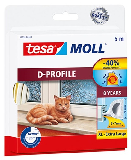 [1002458] TESA TOCHTSTRIP RUBBER D WIT 6MX9MM