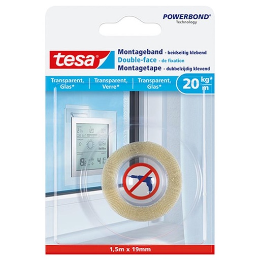 [77740-00000-00] TESA POWERBOND MONTAGETAPE TRANSPARANT 1,5MX19MM