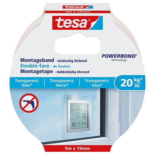 [77741-00000-00] TESA POWERBOND MONTAGETAPE TRANSPARANT 5MX19MM
