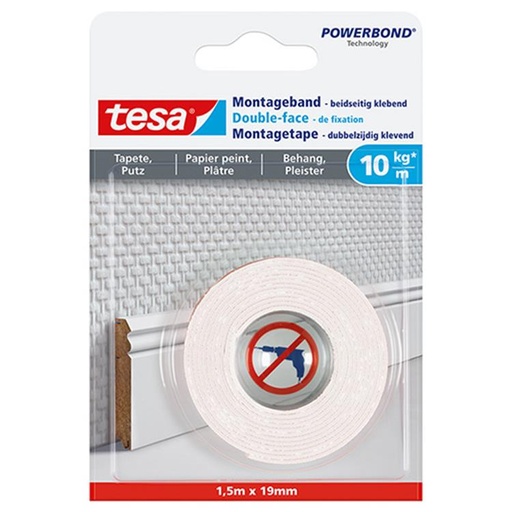 [1051181] TESA POWERBOND MONTAGETAPE GEVOELIGE MATERIALEN 1,5MX19MM