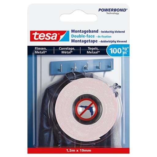 [1051185] TESA POWERBOND MONTAGETAPE 1,5MX19MM TEG&MET