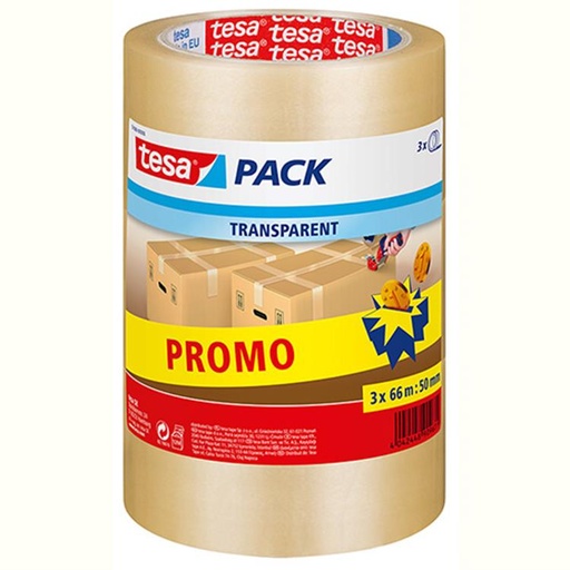 [57008-00000-01] TESA Verpakkingstape 3-PACK Transparant 3X 66M/50MM