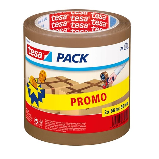 [57456-00003-01] TESA Verpakkingstape 2-PACK Bruin 66M X 50MM
