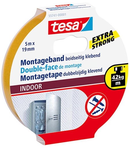 [1002806] TESA MONTAGETAPE INDOOR 5X19MM TESA