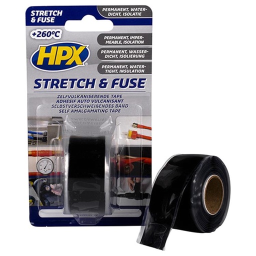 [SZ2503] HPX STRECH&FUSE ZWART 25MMX3M