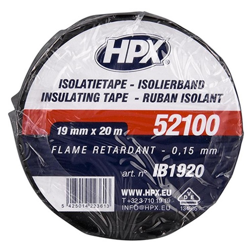 [IB1920] HPX ISOLATIETAPE VDE ZWART 19MM 20MTR
