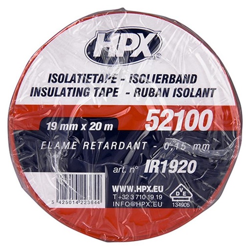 [IR1920] HPX ISOLATIETAPE VDE ROOD 19MM 20MTR