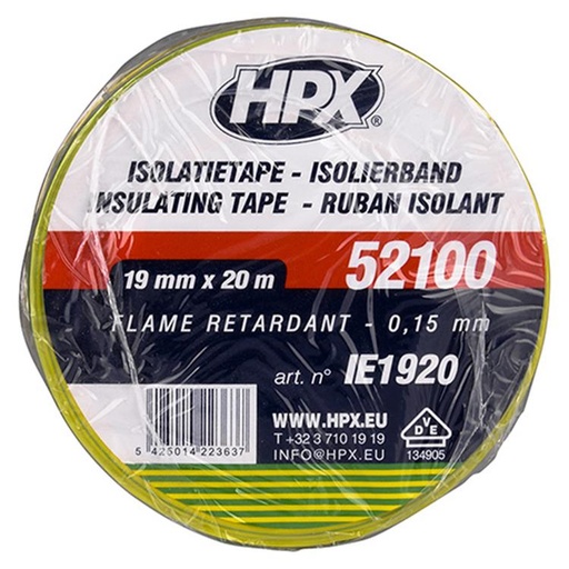 [IE1920] HPX ISOLATIETAPE VDE GEEL/GR 19MM 20MTR