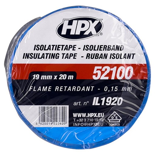 [IL1920] HPX ISOLATIETAPE VDE BLAUW 19MM 20MTR