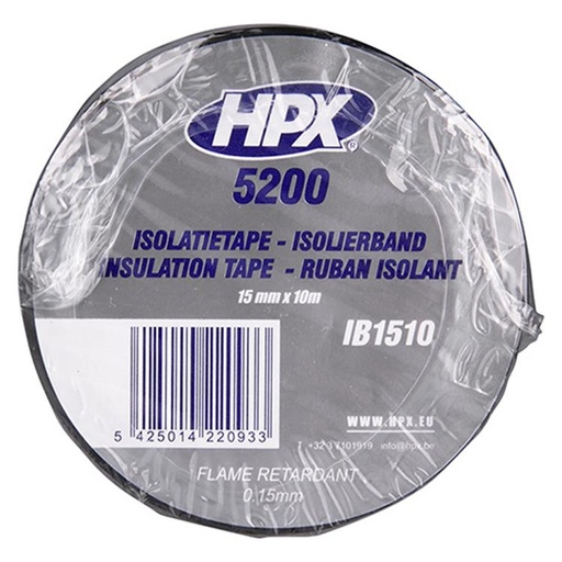[IB1510] HPX ISOLATIETAPE 15MM/10M ZWART
