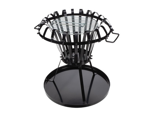 [BB650] Vuurkorf, met verchroomd grillrooster, bodemplaat, rond, 53.5 x Ø 50 cm, gecoat metaal, zwart