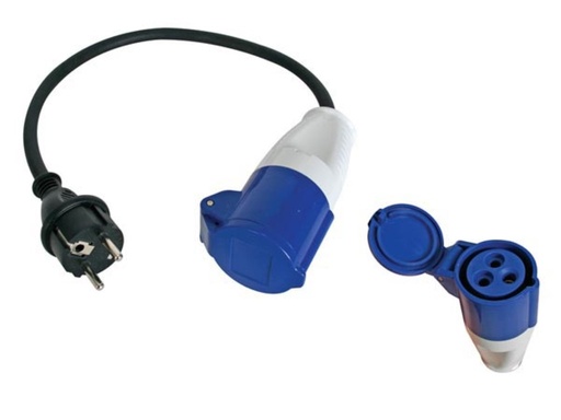 [ECEEA1] Verloopkabel, H07RN-F 3G2.5, 0.4 m, 16 A/230 V, 3680 W, type E/F naar CEE