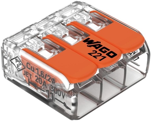 [WG-221-413] WAGO STEEKKLEM SNEL 3X0.14-4MM 50St