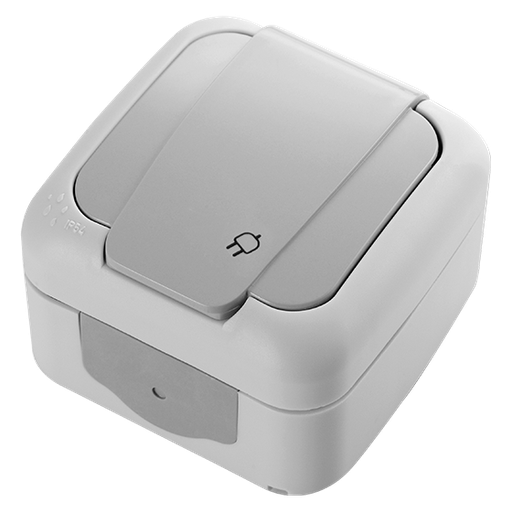 [SQ-240019] SHOQ Stopcontact Opbouw Enkel IP54 Grijs