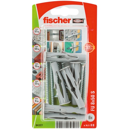 [84327] Fischer Universeel Plug FU 8x50 + Schroeven 6st