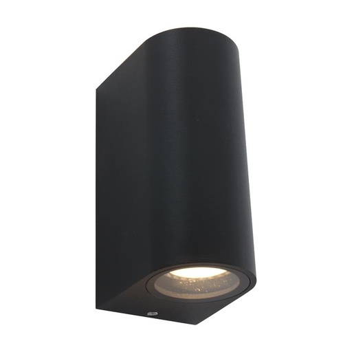 [FE1000502] WANDLAMP LED'S Light BUITEN MAT ZWART ROND UP DOWN 2 X GU10