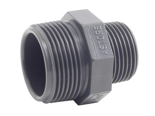 [1R.NR2.32C] PVC ASTORE VERLOOP NIPPEL 4/4"M X 3/4"M