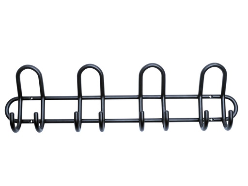 [1-8457-2-4] Hoedhaak 4-Dubbel Zwart Ø10mm 520x140mm