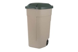 [12900-158-01] CURVER AFVALBAK 110L VERRIJDBAAR TAUPE-GROEN 58X52X88CM