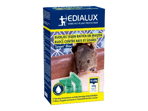 [TARB03] Edialux Target Bloc Blokjes Tegen Ratten en Muizen 15x20 g