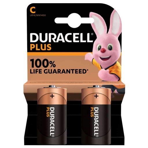 DURACELL BATTERIJEN PLUS 100% C 2-PACK