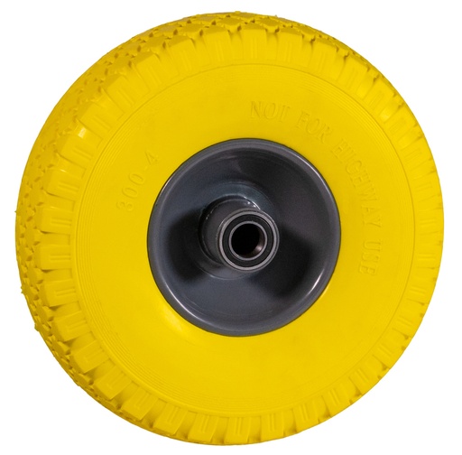 [CW113] Steekwagenwiel met gele foamband en metalen velg 300x4