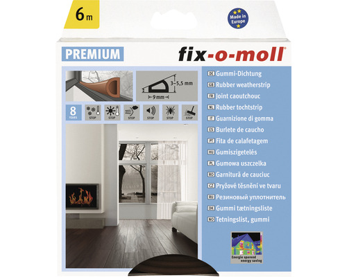 [SUF3565269] FIX-O-MOLL Premium rubber tochtband D zelfklevend bruin 9 mm x 6 m