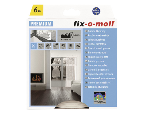 [SUF3565235] FIX-O-MOLL Premium rubber tochtband E zelfklevend wit 9 mm x 6 m