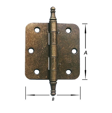 [S-5122-14-3] Deurscharnier Messing met Vaaskoppen 75mm 3st