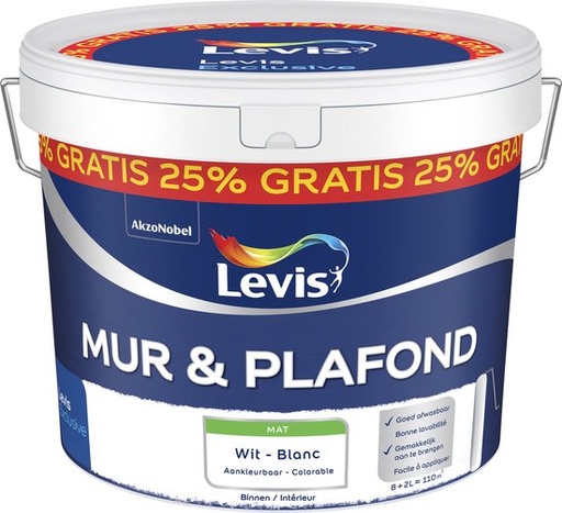 Levis Store Muur- & Plafond verf 8+2L - Wit Mat Aankleurbaar