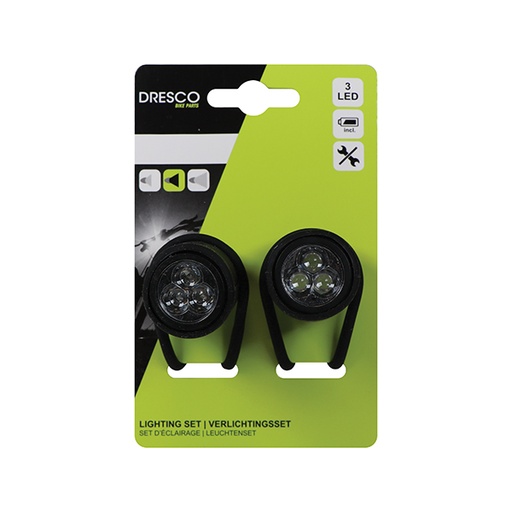 [5251214] DRESCO FIETSVERLICHTINGSET SILICONEN 3 LEDS