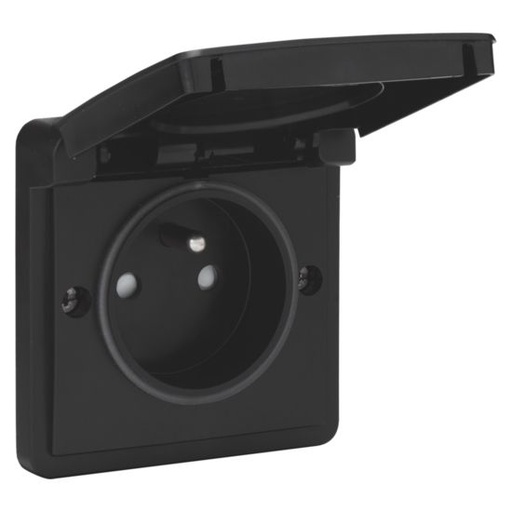 [NI76136600] NIKO HYDRO Stopcontact met penaarde Zwart 761-36600