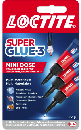 [2642425] Loctite secondenlijm 'Super Glue-3' mini trio 3x 1gr