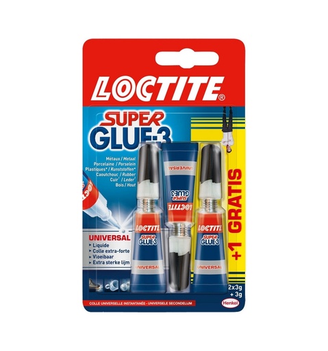 [144255] Loctite secondenlijm Original 'Super Glue-3' 3gr 2+1gratis