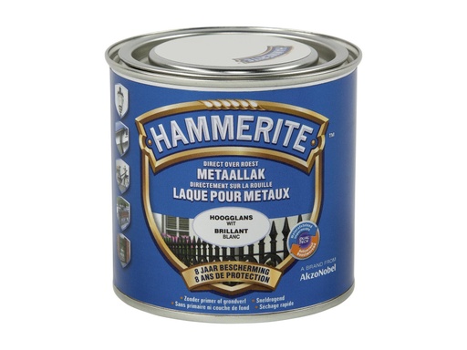 HAMMERITE METAALVERF HOOGGLANS WIT 250ml