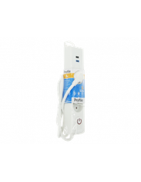 [433030412] Stekkerblok 3-voudig + USB + Schakelaar Wit 1,5m