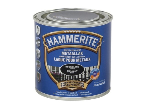 HAMMERITE METAALVERF HOOGGLANS ZWART 250ml