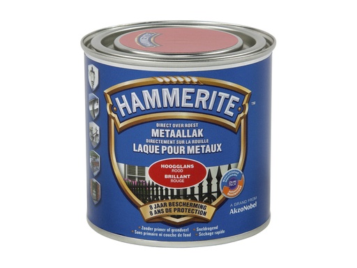 HAMMERITE METAALVERF HOOGGLANS ROOD 250ml