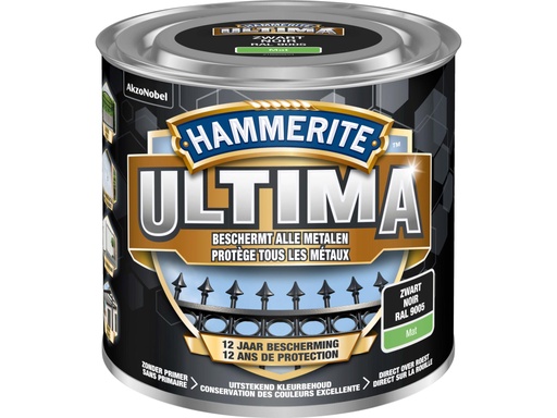 [HT5623274] Hammerite Ultima metaallak mat 0,25l zwart