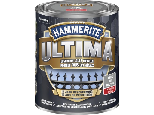 [HT5623259] Hammerite Ultima metaallak hoogglans 0,75l grijs