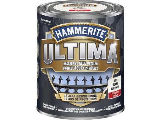 [HT5623258] Hammerite Ultima metaallak hoogglans 0,75l wit