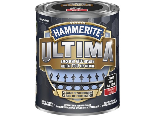 [HT5623257] Hammerite Ultima metaallak hoogglans 0,75l zwart